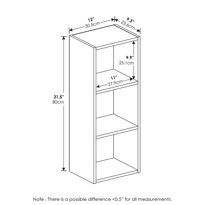 Furinno Pasir 3-Tier No Tool Assembly Open Shelf Bookcase, White - Image 4