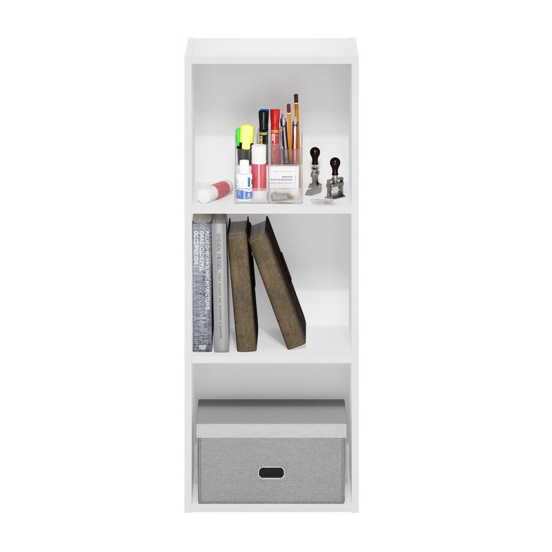 Furinno Pasir 3-Tier No Tool Assembly Open Shelf Bookcase, White - Image 5