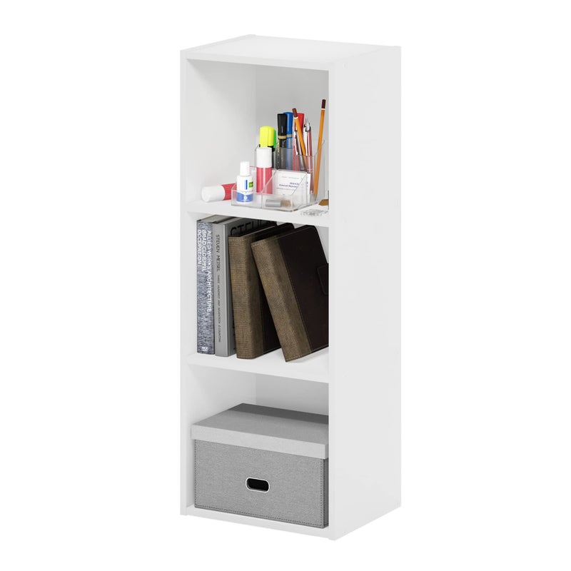 Furinno Pasir 3-Tier No Tool Assembly Open Shelf Bookcase, White - Image 1