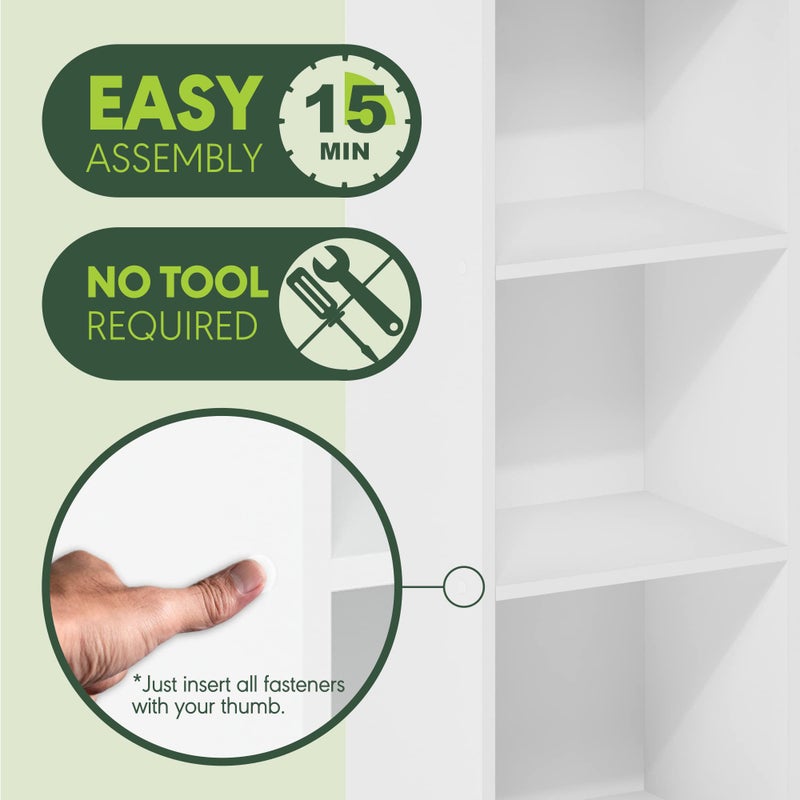 Furinno Pasir 3-Tier No Tool Assembly Open Shelf Bookcase, White - Image 3