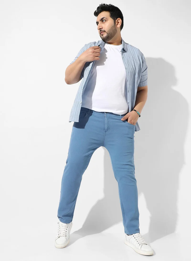 Instafab Plus Instafab Plus Men's Blue Solid Denim Jeans