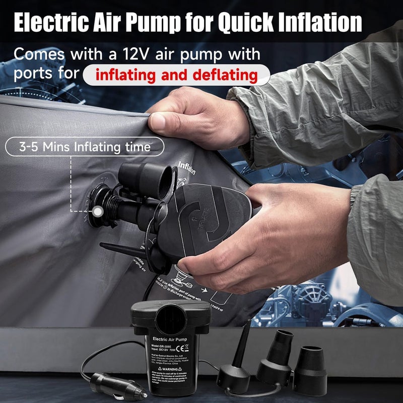 Car Bed Air Mattress - Inflatable Portable Travel Bed,Sleeping (Rabbit Style-Grey/Car Mattress) - Image 4