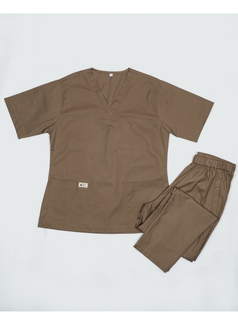 Nanny Tag V-Neck Scrub Suit | Premium Stretchable Medical Uniform with Utility Pockets - Image 1
