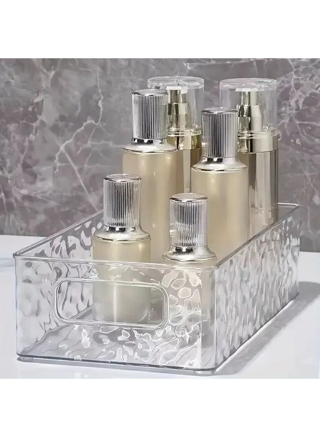 Glacier Pattern White Cosmetic Storage Box Portable Bathroom Countertop Organizer Multi Compartment - Image 4