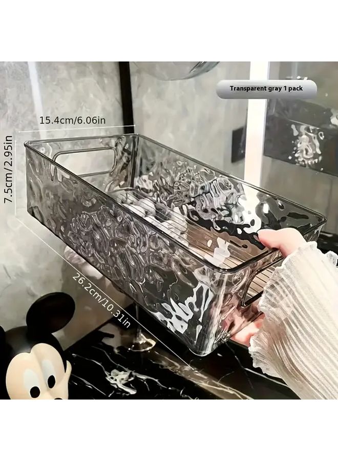 Glacier Pattern White Cosmetic Storage Box Portable Bathroom Countertop Organizer Multi Compartment - Image 3