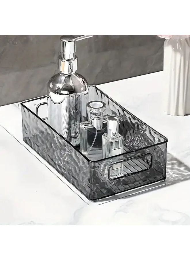 Glacier Pattern White Cosmetic Storage Box Portable Bathroom Countertop Organizer Multi Compartment - Image 1