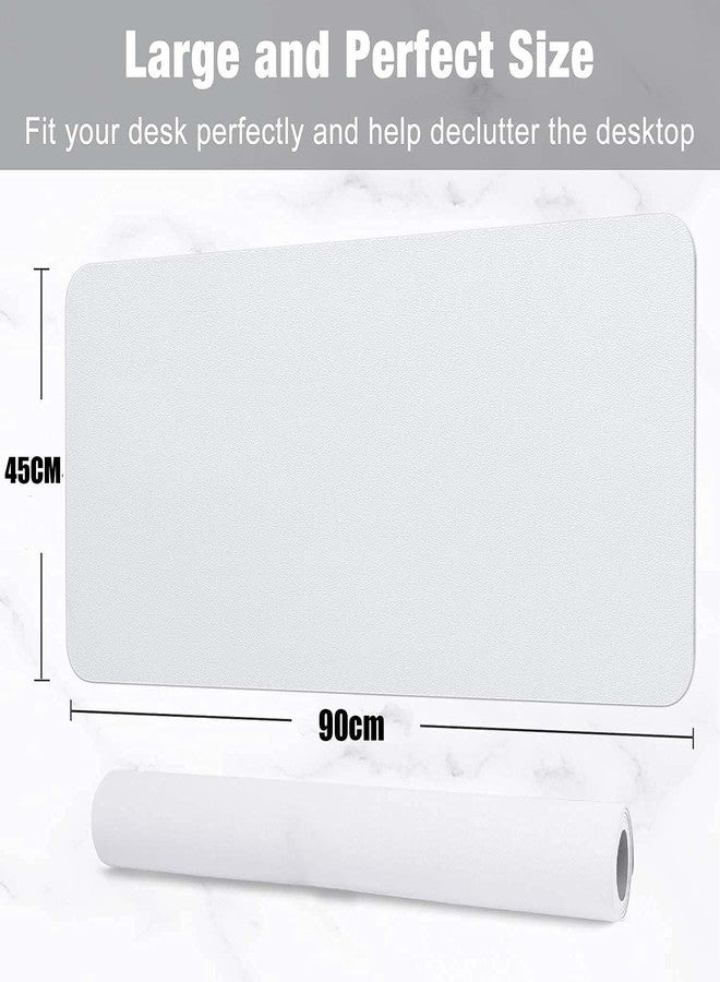 SYGA Desk Pad Protector Waterproof PU Desk Mat Blotters on Desktop Laptop Computer Gaming Keyboard Mouse Pad Non-Slip Desk Writing Mat Cover for Office & Home 90CM * 45CM White & Silver - Image 2