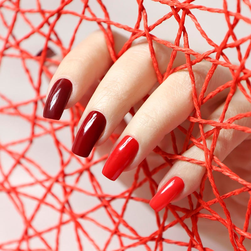 winthrop 12 Sheets Red Pink Yellow Series Solid Color Nail Wraps Full Stickers Nail Polish Strips, Valentine's Day DIY Self-Adhesive Women Nail Art Party Decor with 2 Pcs Nail Files (168 Pieces) - Image 2
