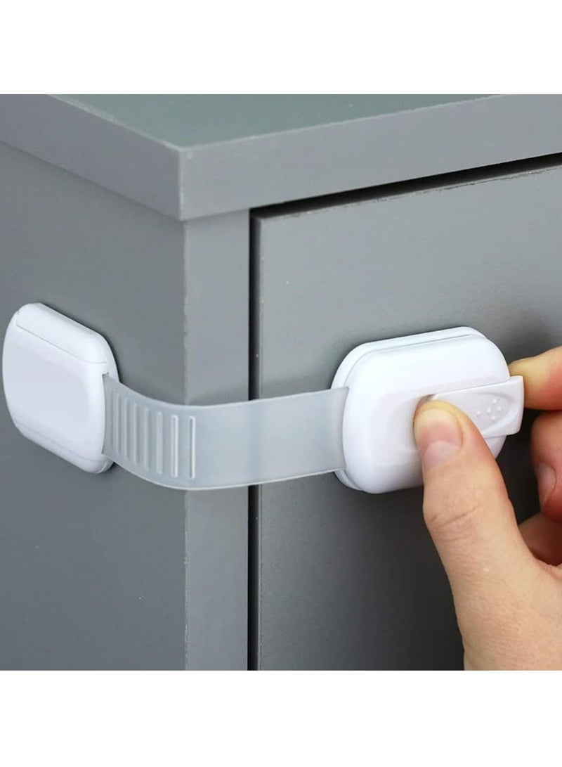 عام شرائط قفل أمان للأطفال للثلاجات والخزائن والأدراج والمجمدات والأبواب، لاصق قوي للغاية - هافن هاوس أبيض (عبوة من 6 قطع أبيض) - Image 1