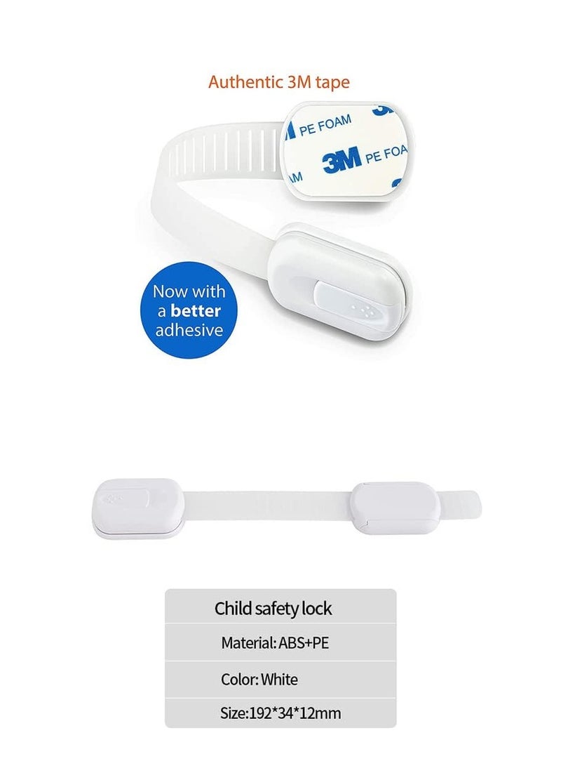 عام شرائط قفل أمان للأطفال للثلاجات والخزائن والأدراج والمجمدات والأبواب، لاصق قوي للغاية - هافن هاوس أبيض (عبوة من 6 قطع أبيض) - Image 2