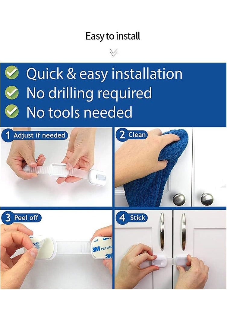 عام شرائط قفل أمان للأطفال للثلاجات والخزائن والأدراج والمجمدات والأبواب، لاصق قوي للغاية - هافن هاوس أبيض (عبوة من 6 قطع أبيض) - Image 3