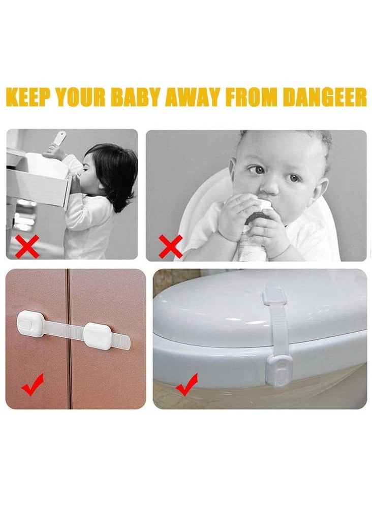 عام شرائط قفل أمان للأطفال للثلاجات والخزائن والأدراج والمجمدات والأبواب، لاصق قوي للغاية - هافن هاوس أبيض (عبوة من 6 قطع أبيض) - Image 4