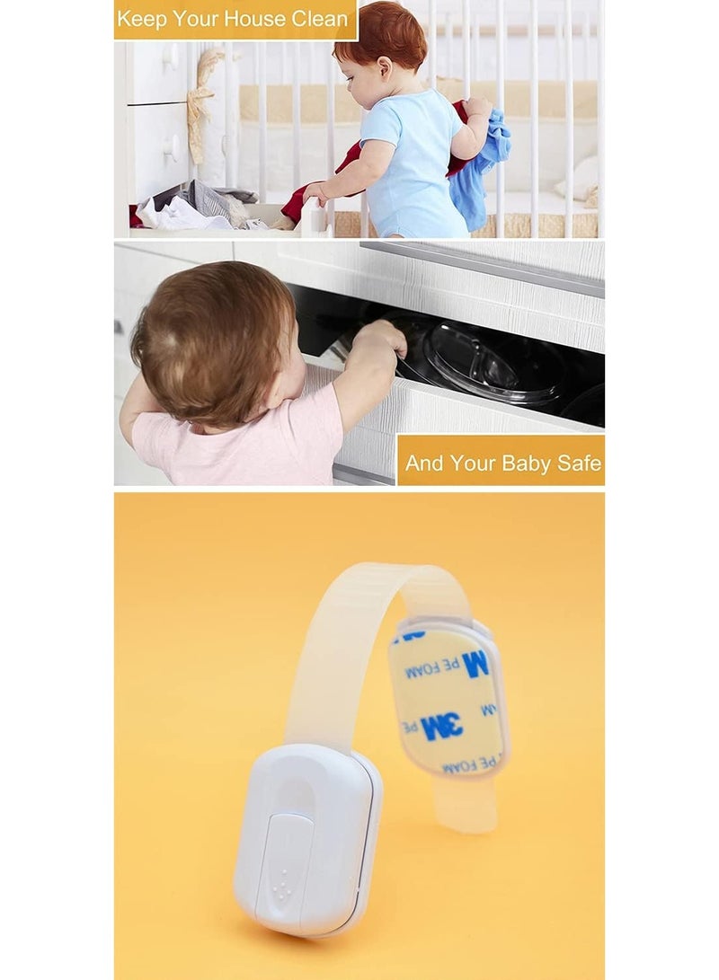 عام شرائط قفل أمان للأطفال للثلاجات والخزائن والأدراج والمجمدات والأبواب، لاصق قوي للغاية - هافن هاوس أبيض (عبوة من 6 قطع أبيض) - Image 5