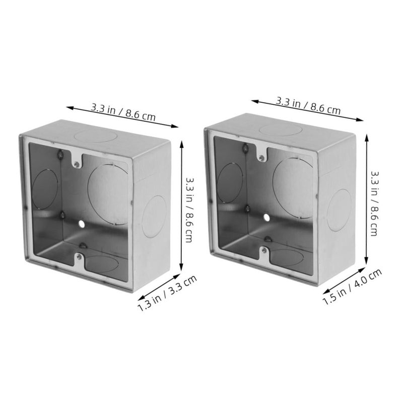 صندوق تقاطع 2 قطعة من الفولاذ المقاوم للصدأ مقاوم للحريق صندوق مأخذ كهربائي في الحائط لتحسين المنزل - Image 3