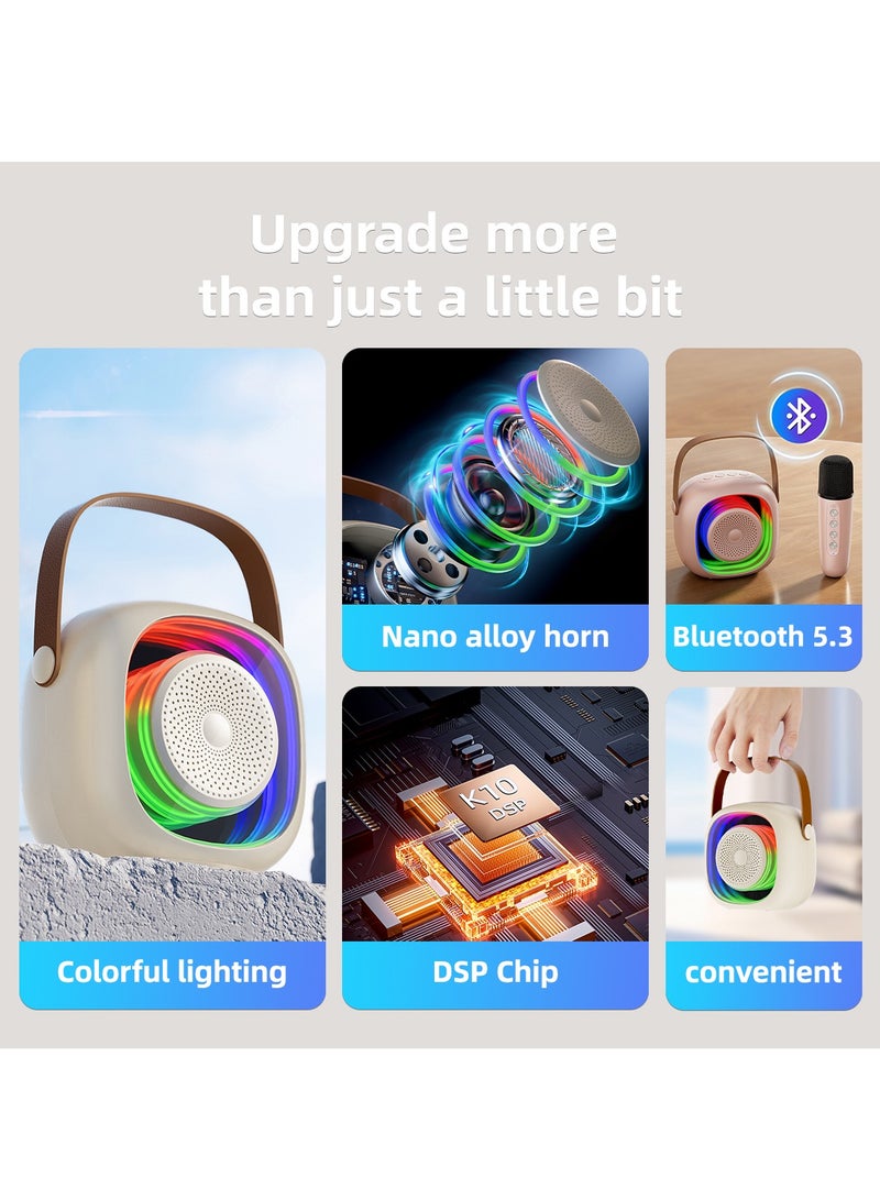 Karaoke Bluetooth Speaker with 2 Wireless Mic,Mini Portable Bluetooth Speaker with Microphone,Colorful Ambient Light for Family Gatherings and Entertainment  - Image 4