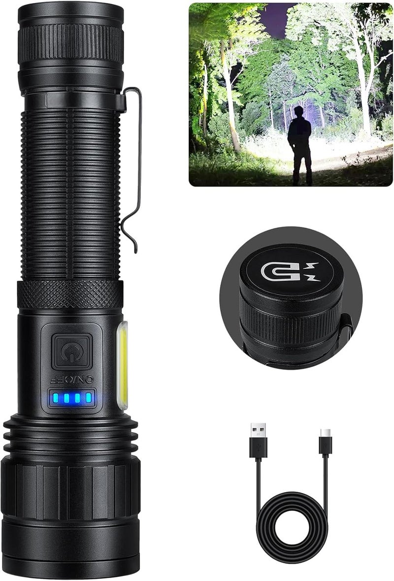 BERCOL Rechargeable Flashlights 90000 High Lumen, Super Bright Magnetic Flashlight Rechargeable, 7 Modes with Cob Work Light, Powerful Led Flash Light for Camping, Outdoor, Home - Image 1