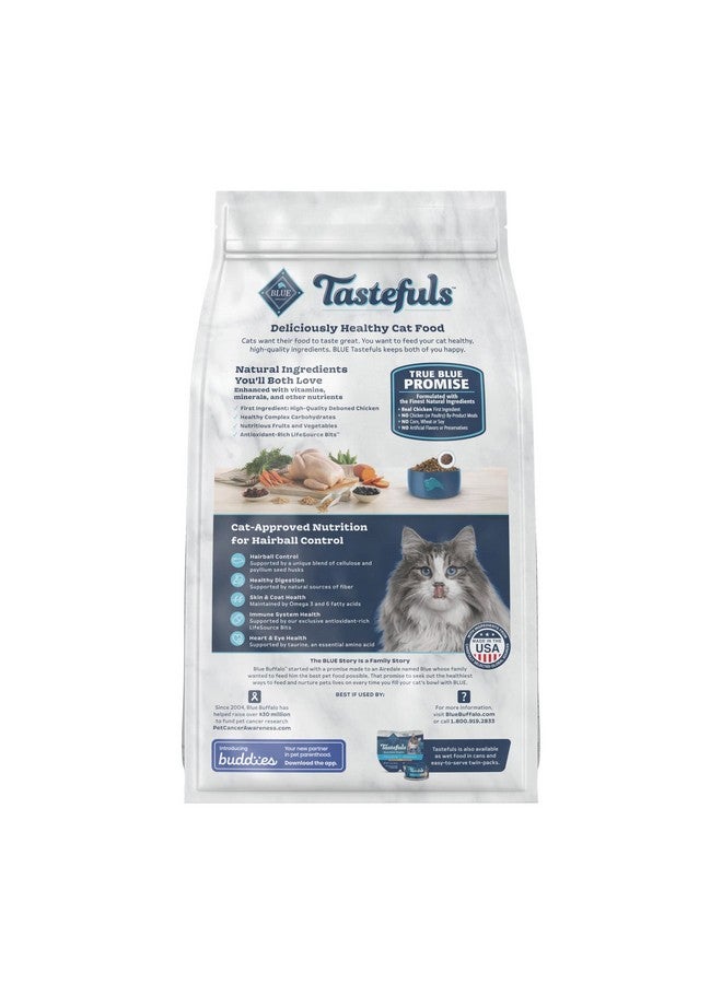 Blue Buffalo Tastefuls Natural Dry Food for Adult Cats, Hairball Control, Chicken & Brown Rice Recipe, 7-lb. Bag - Image 2