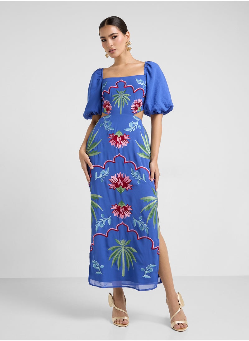 Maya Embroidered Tie Back Dress  - Image 1