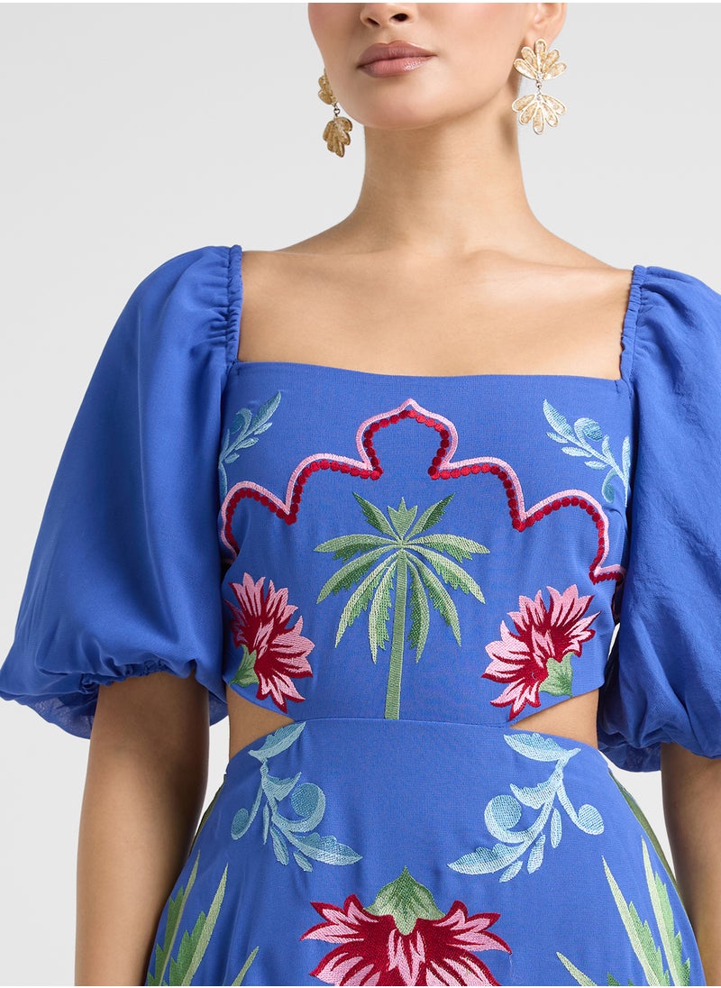 Maya Embroidered Tie Back Dress  - Image 3