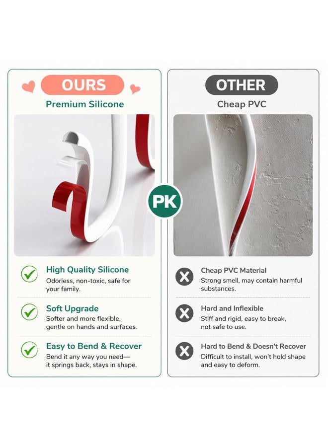 Vannesse Cord Hider, 78 inch Wire Cable Hider Raceway Kit for 1 Cable, Silicone Material Hiding Wall Mount TV Powers Cords in Home Office, W0.59 H0.39in White - Image 4