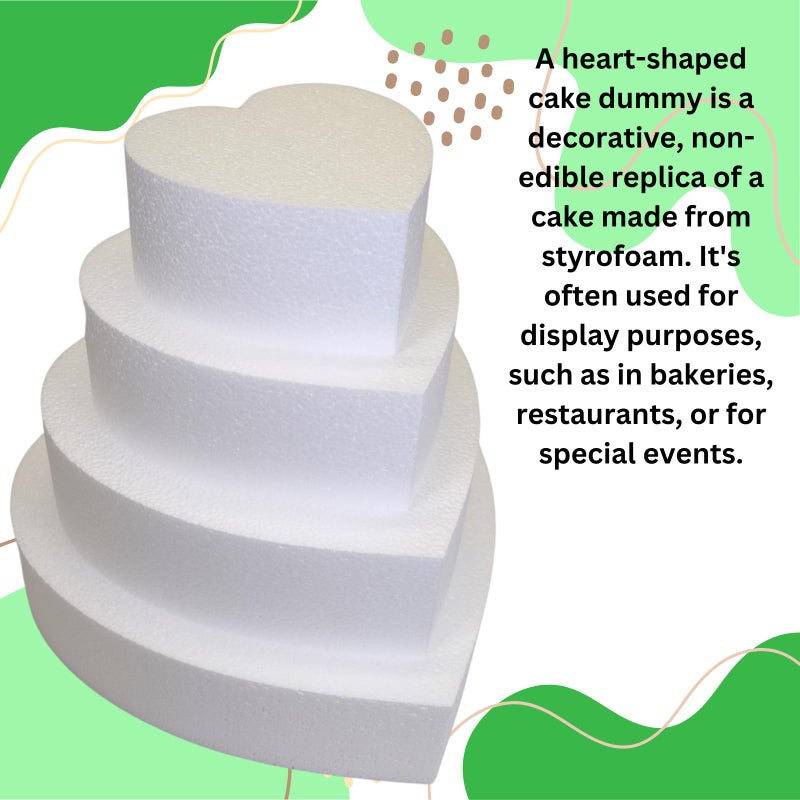 Oasis Supply Dummy Heart-Shaped Cake, 3" High x 6" Wide, White - Image 4