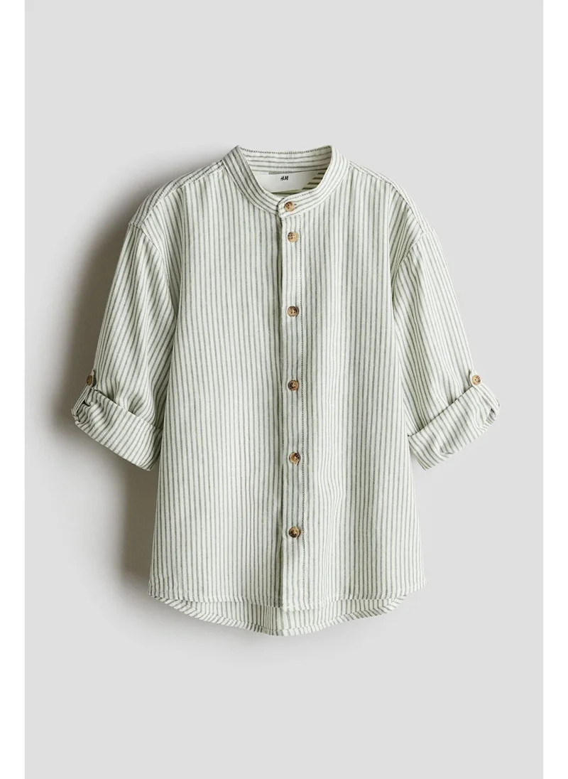 اتش اند ام Linen-blend grandad shirt