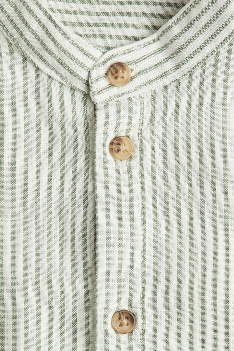 اتش اند ام Linen-blend grandad shirt