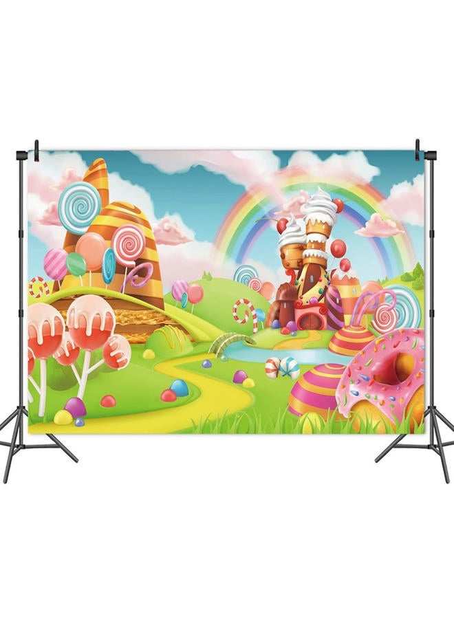 HQM Cartoon Candy Rainbow Photo Backdrop Candyland Lollipop Photography Background for Kids Baby Girls Princess Birthday Party Decoration Banner 5x3ft - Image 2