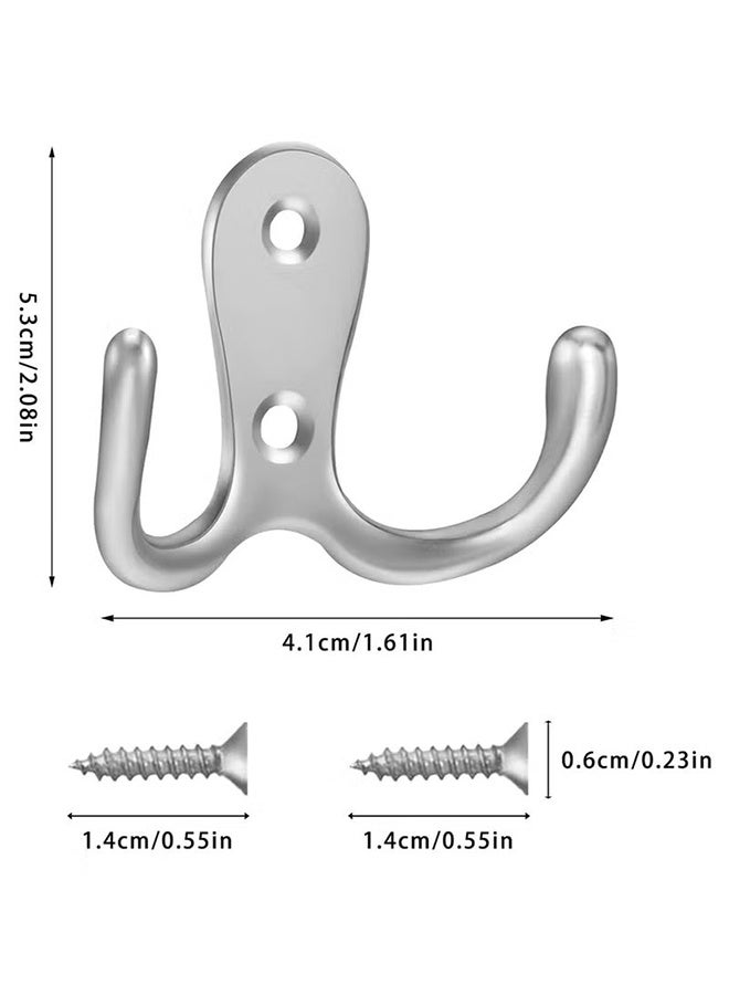 واي جيه 4 قطع شماعات معطف مزدوجة، شماعات رداء، شماعات معطف مزدوجة، شماعات ملابس معدنية مثبتة على الحائط للحمامات، غرف النوم، تعليق الملابس، رداء، منشفة، مطبخ - Image 3