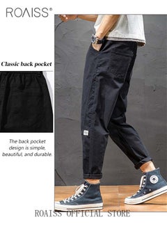 roaiss Men Fashionable and Comfortable Cotton Cargo Pants Loose Fit Joggers with Cuffed Ankles Ideal for Sports and Casual Wear  - Image 5