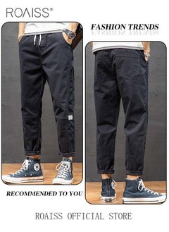 roaiss Men Fashionable and Comfortable Cotton Cargo Pants Loose Fit Joggers with Cuffed Ankles Ideal for Sports and Casual Wear  - Image 3