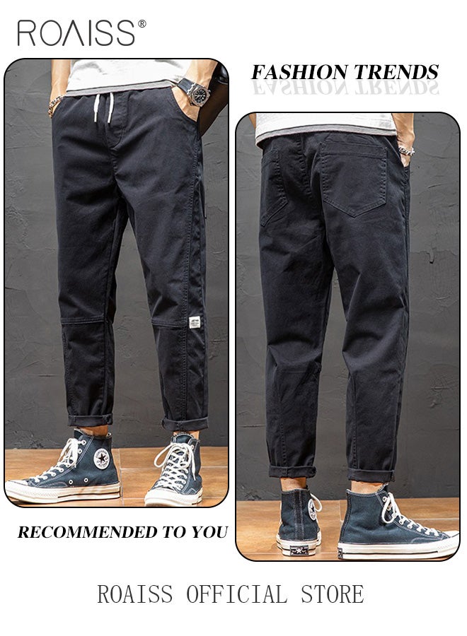 roaiss Men Fashionable and Comfortable Cotton Cargo Pants Loose Fit Joggers with Cuffed Ankles Ideal for Sports and Casual Wear - Image 3
