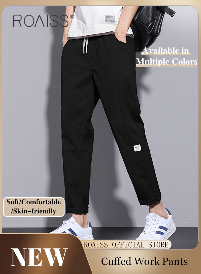 roaiss Men Fashionable and Comfortable Cotton Cargo Pants Loose Fit Joggers with Cuffed Ankles Ideal for Sports and Casual Wear - Image 1