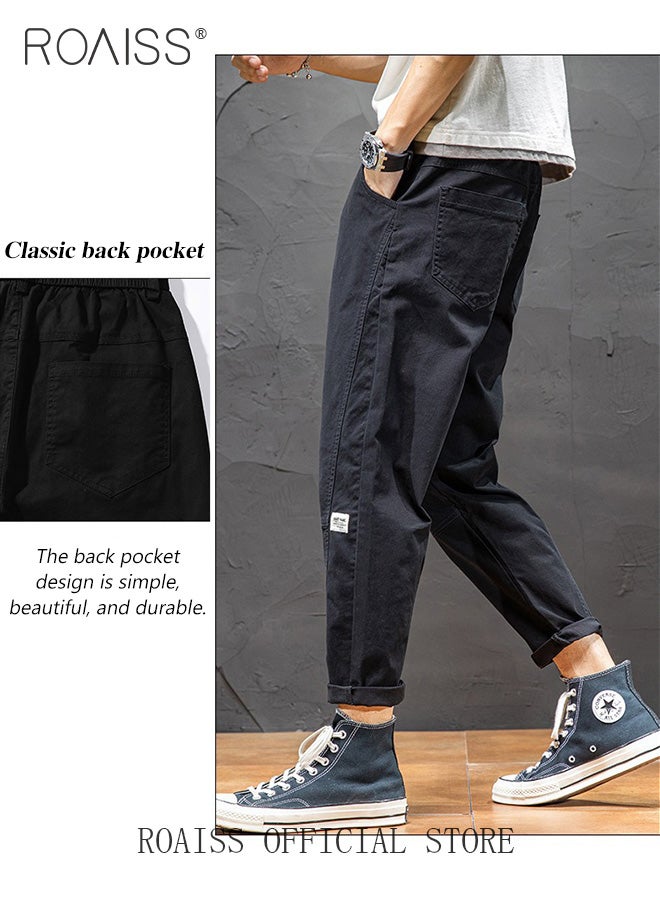 roaiss Men Fashionable and Comfortable Cotton Cargo Pants Loose Fit Joggers with Cuffed Ankles Ideal for Sports and Casual Wear - Image 5