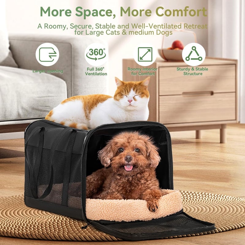 Petsfit Small Dog Travel Carrier, Large Cat Carrier with Patented Buckle and Soft Padding, Soft-sided Pet Carrier for Puppy, Ideal for Car Road Trips Up to 20 Lbs,Black - Image 5