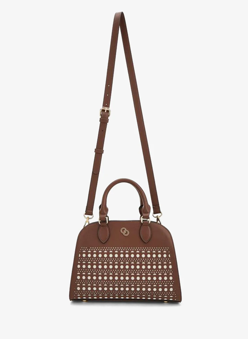 Celeste TAN Cutwork Tote Bag With Detachable Strap for Women | Best Price UAE