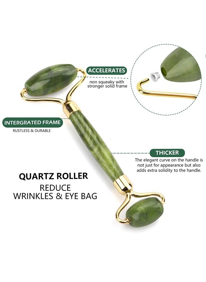 Deciniee Jade Roller and Gua Sha Set - Beauty Face Roller Massager & Guasha Tool for Face, Eye, Neck, Body - 2 in 1 Skin Care Gua Sha Massage Tools, Muscle Releaxing and Relieve Wrinkles