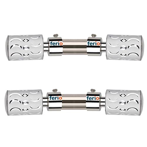 FERIO Stainless Steel and Aluminium Silver Colour Modern Curtain Rod Holder for Door and Window Fitting Accessories for 1 Inch Rod Only Finials (Pack of 4) - Image 1