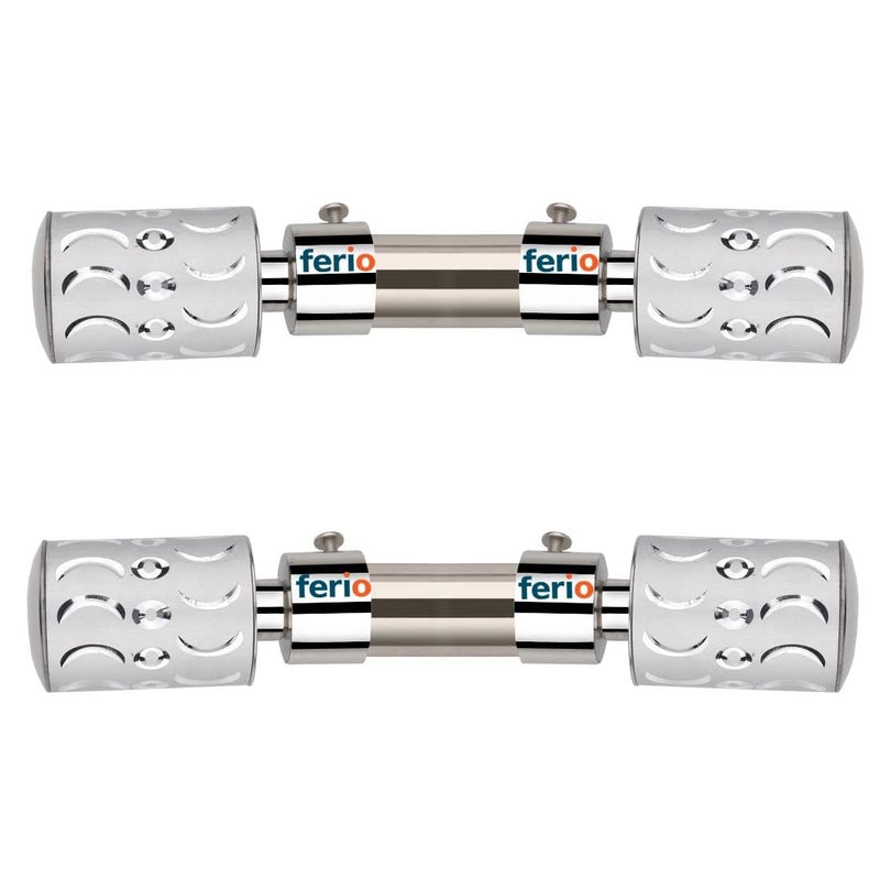 FERIO Stainless Steel and Aluminium Silver Colour Modern Curtain Rod Holder for Door and Window Fitting Accessories for 1 Inch Rod Only Finials (Pack of 4) - Image 5