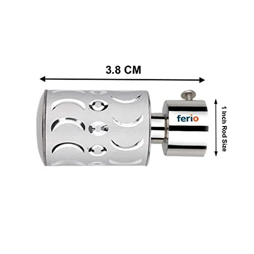 FERIO Stainless Steel and Aluminium Silver Colour Modern Curtain Rod Holder for Door and Window Fitting Accessories for 1 Inch Rod Only Finials (Pack of 4) - Image 3