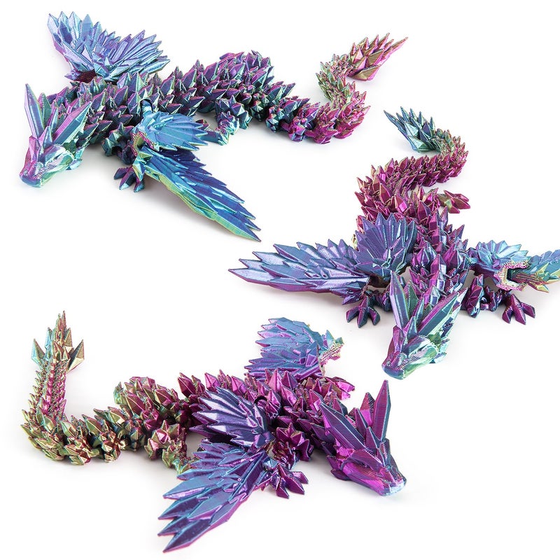 Dxldfks 3D Printed Dragon with Wings, 9" Articulated Winged Dragon for Home Office Decor Executive Desk Toys, Red Yellow Blue - Image 3
