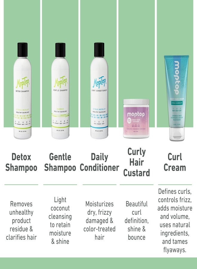 MopTop Curly Hair Treatment Routine - 8 oz Detox Shampoo, Gentle Shampoo, Daily Conditioner, Curly Hair Gel, Moisturizing Lightweight Hold Haircare Bundle - Image 2