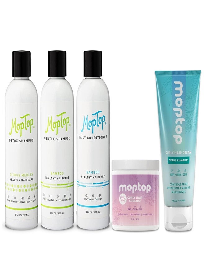 MopTop Curly Hair Treatment Routine - 8 oz Detox Shampoo, Gentle Shampoo, Daily Conditioner, Curly Hair Gel, Moisturizing Lightweight Hold Haircare Bundle - Image 1