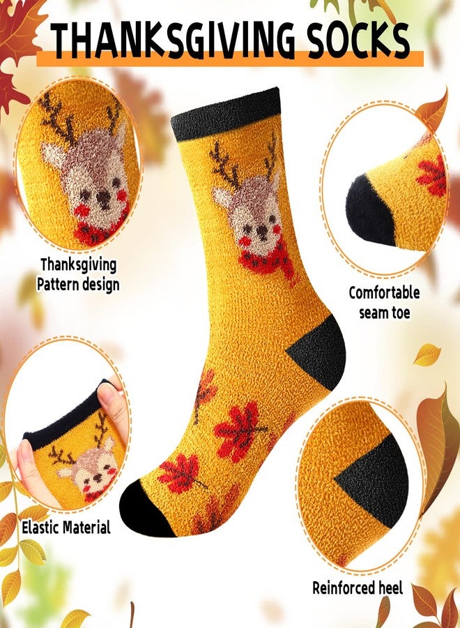 Breathffy 20 Pairs Thanksgiving Coral Fleece Socks Bulk Novelty Fuzzy Fall Maple Turkey Pumpkin Crew Socks for Women Men Autumn Gifts - Image 3