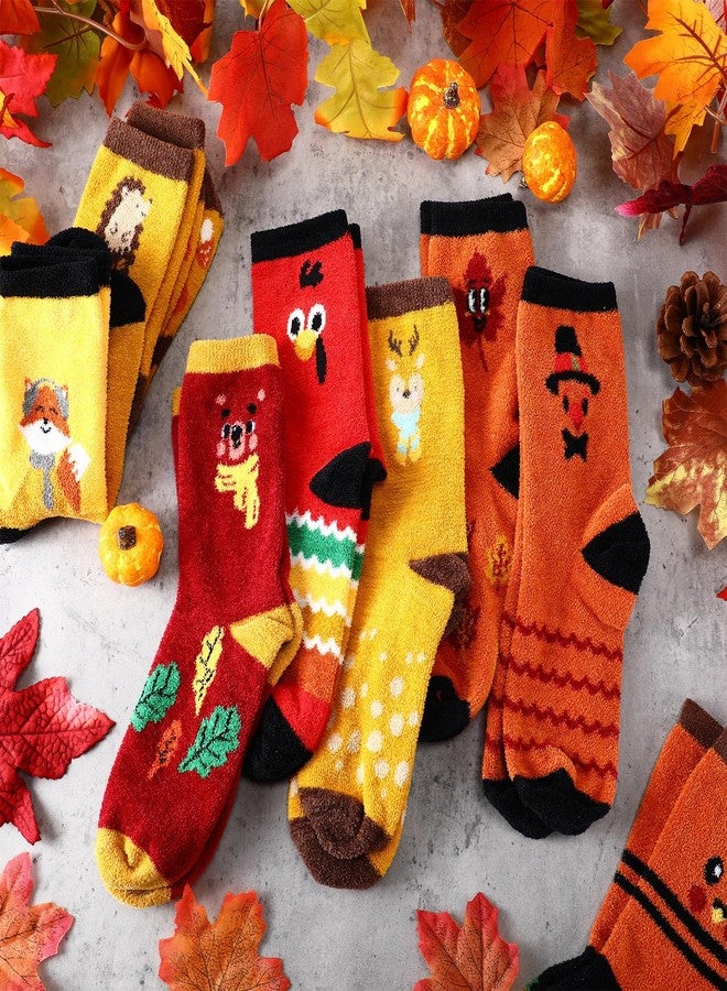 Breathffy 20 Pairs Thanksgiving Coral Fleece Socks Bulk Novelty Fuzzy Fall Maple Turkey Pumpkin Crew Socks for Women Men Autumn Gifts - Image 4