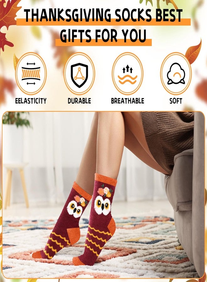 Breathffy 20 Pairs Thanksgiving Coral Fleece Socks Bulk Novelty Fuzzy Fall Maple Turkey Pumpkin Crew Socks for Women Men Autumn Gifts - Image 5