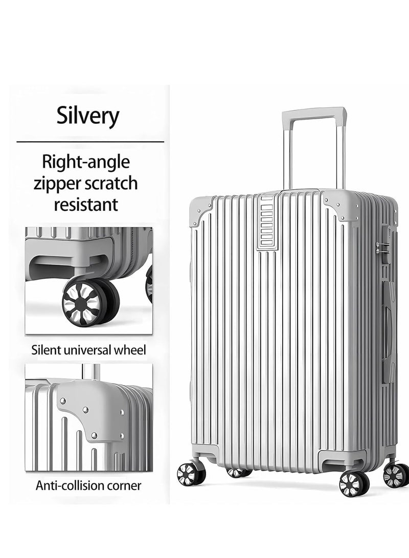 ويمارت مجموعة حقائب سفر مكونة من 3 قطع (20/24/28) بوصة مع عجلات عالمية مصنوعة من مادة البولي كربونات والبلاستيك الصلب المتين بسعر مخفض (فضي) - Image 2
