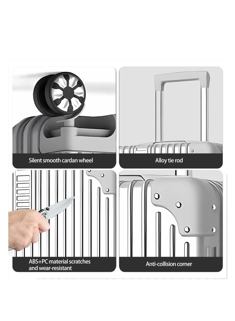 ويمارت مجموعة حقائب سفر مكونة من 3 قطع (20/24/28) بوصة مع عجلات عالمية مصنوعة من مادة البولي كربونات والبلاستيك الصلب المتين بسعر مخفض (فضي) - Image 4