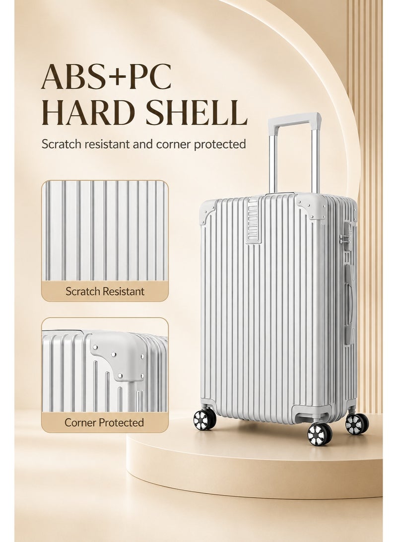 WEMART Luggage Set, 3-piece (20/24/28)" Suitcases with Universal Wheels PC+ABS Durable Hardshell Luggage Clearance Price (silver) - Image 4