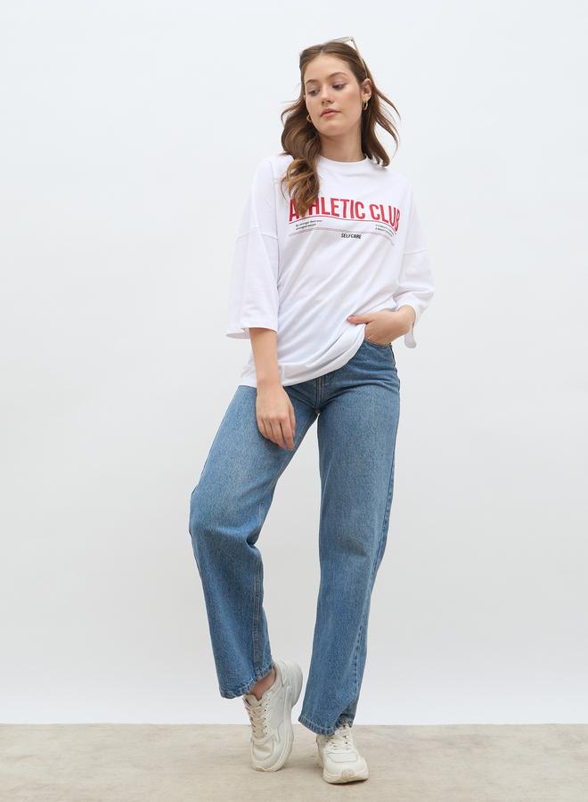 Styli Slogan Print Oversized T-Shirt - Image 1